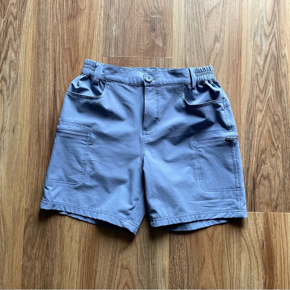 Women's Cargo Shorts in Periwinkle Blue - Casual Elastic Waist